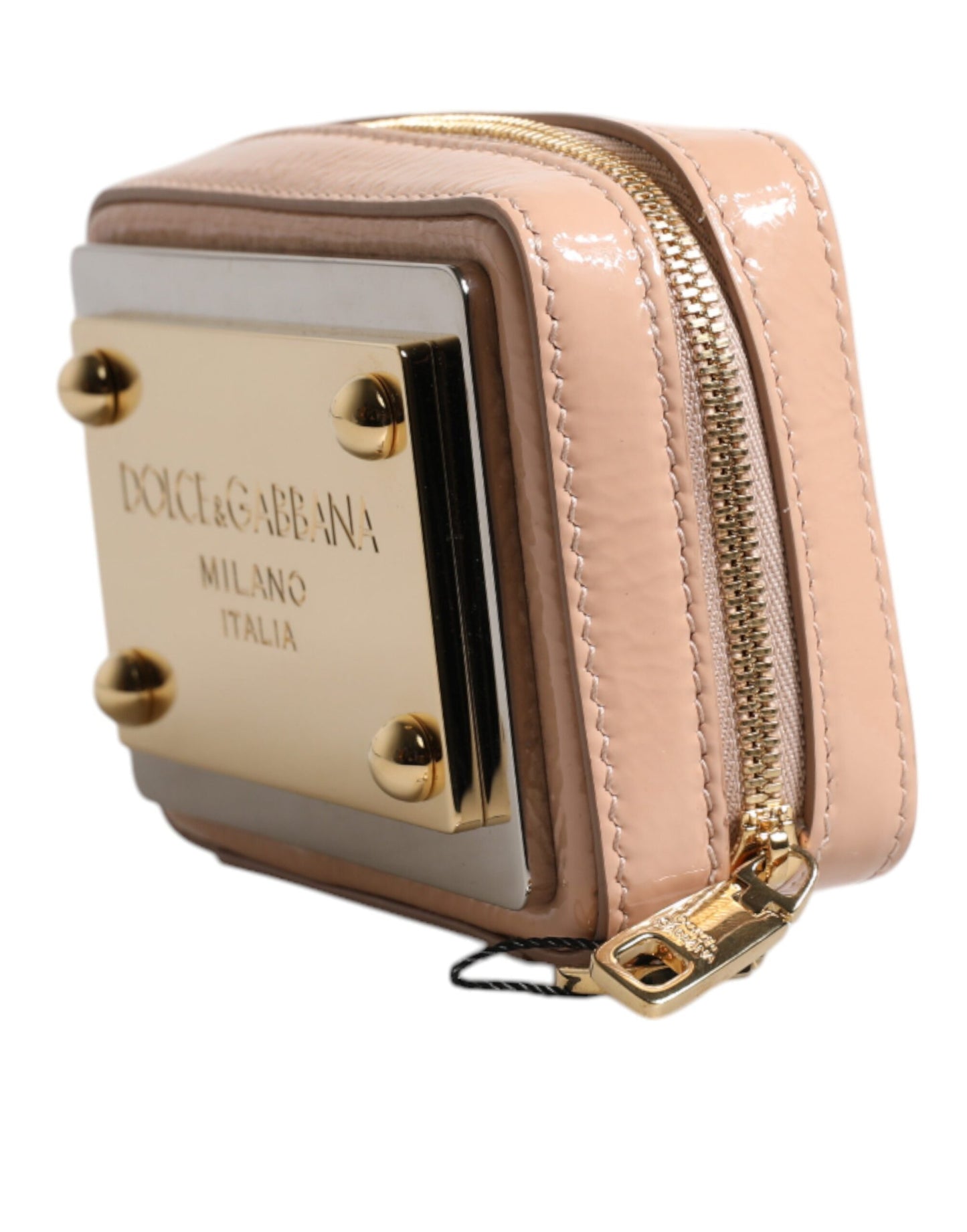 Nude Leather Logo Plaque Crossbody Bag