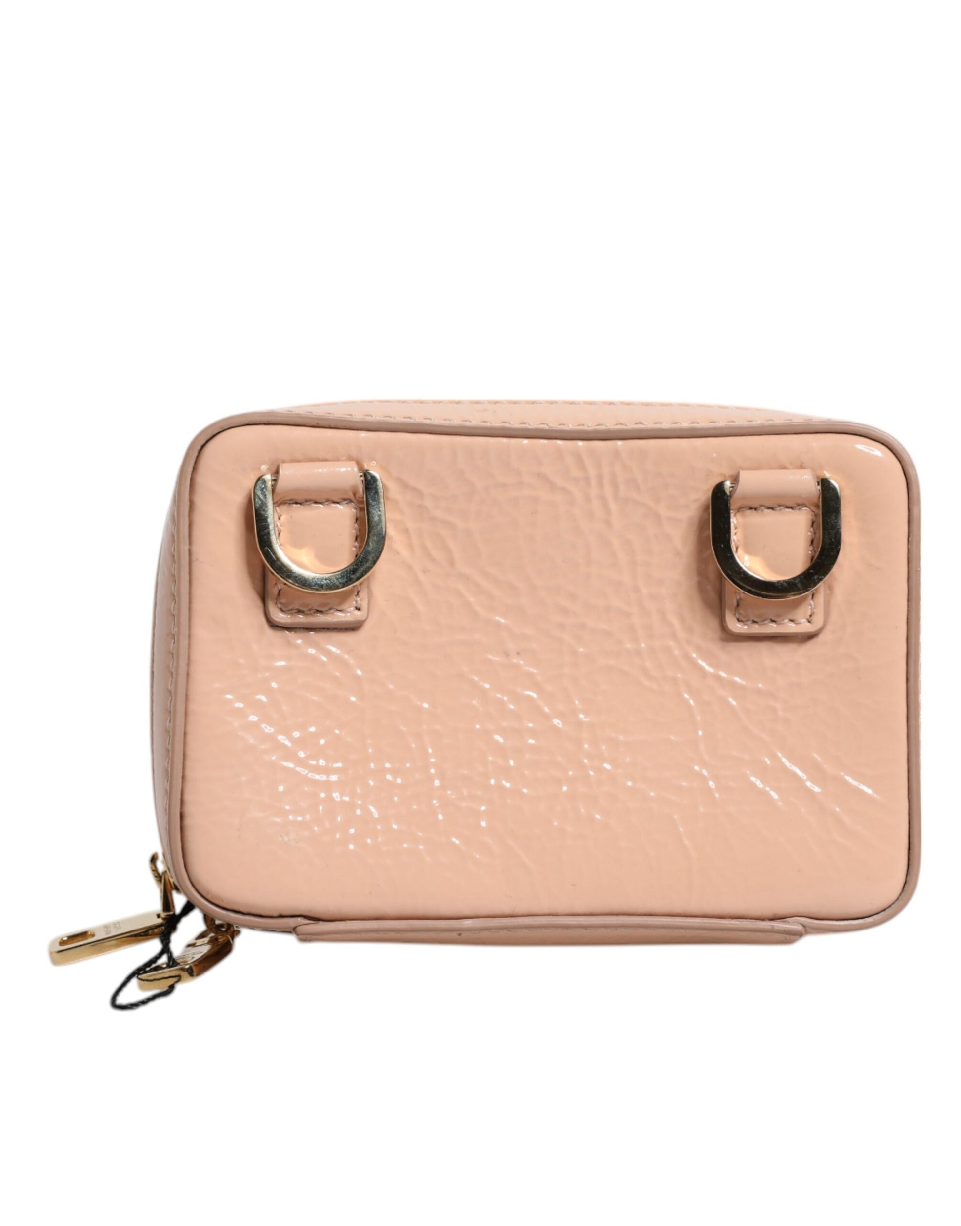 Nude Leather Logo Plaque Crossbody Bag