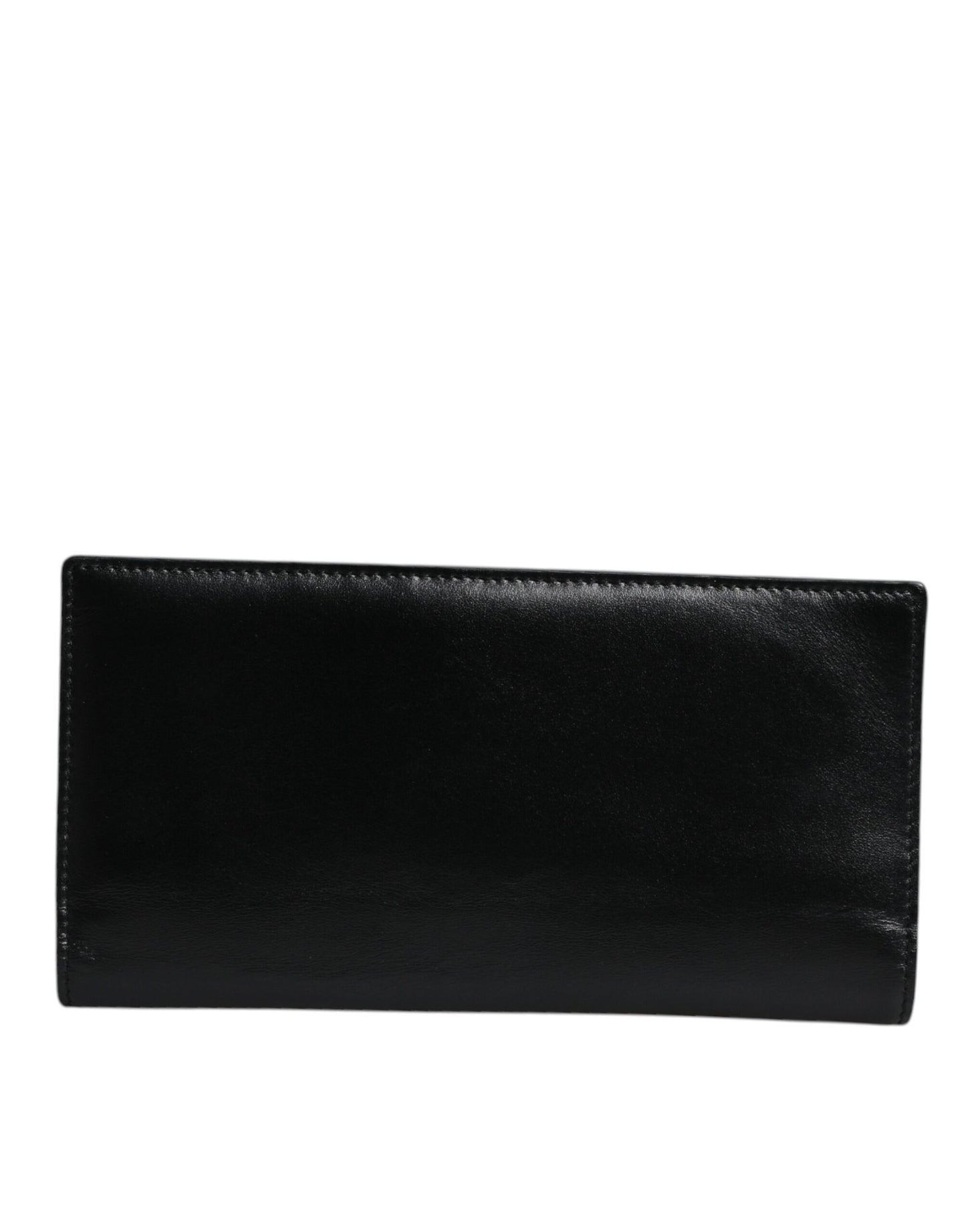 Black Leather Bifold Travel Long Card Holder Logo Wallet