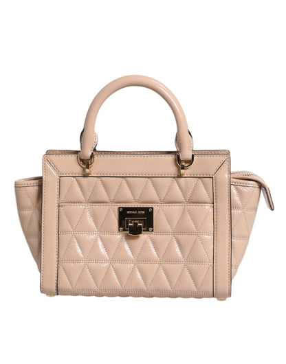 Peach Quilted Leather Logo Crossbody VIVIANNE Messenger Bag