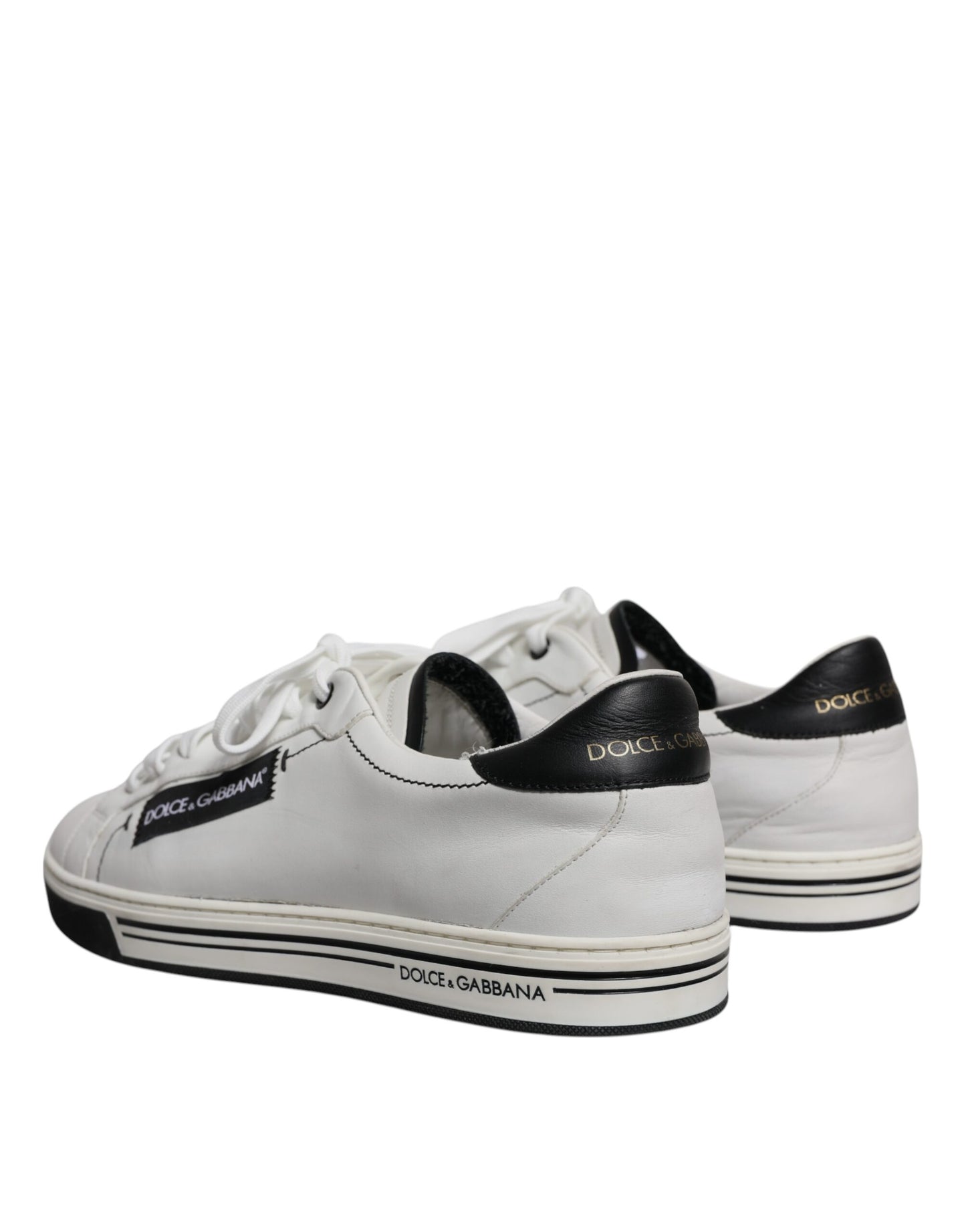 White Black Leather Logo Low Top Sneakers Shoes