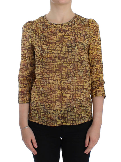 Sicilian Mosaic Print Silk Blouse