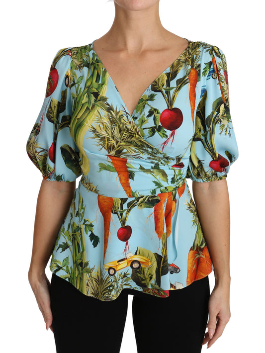 Vegetable Print Silk Top Extravaganza