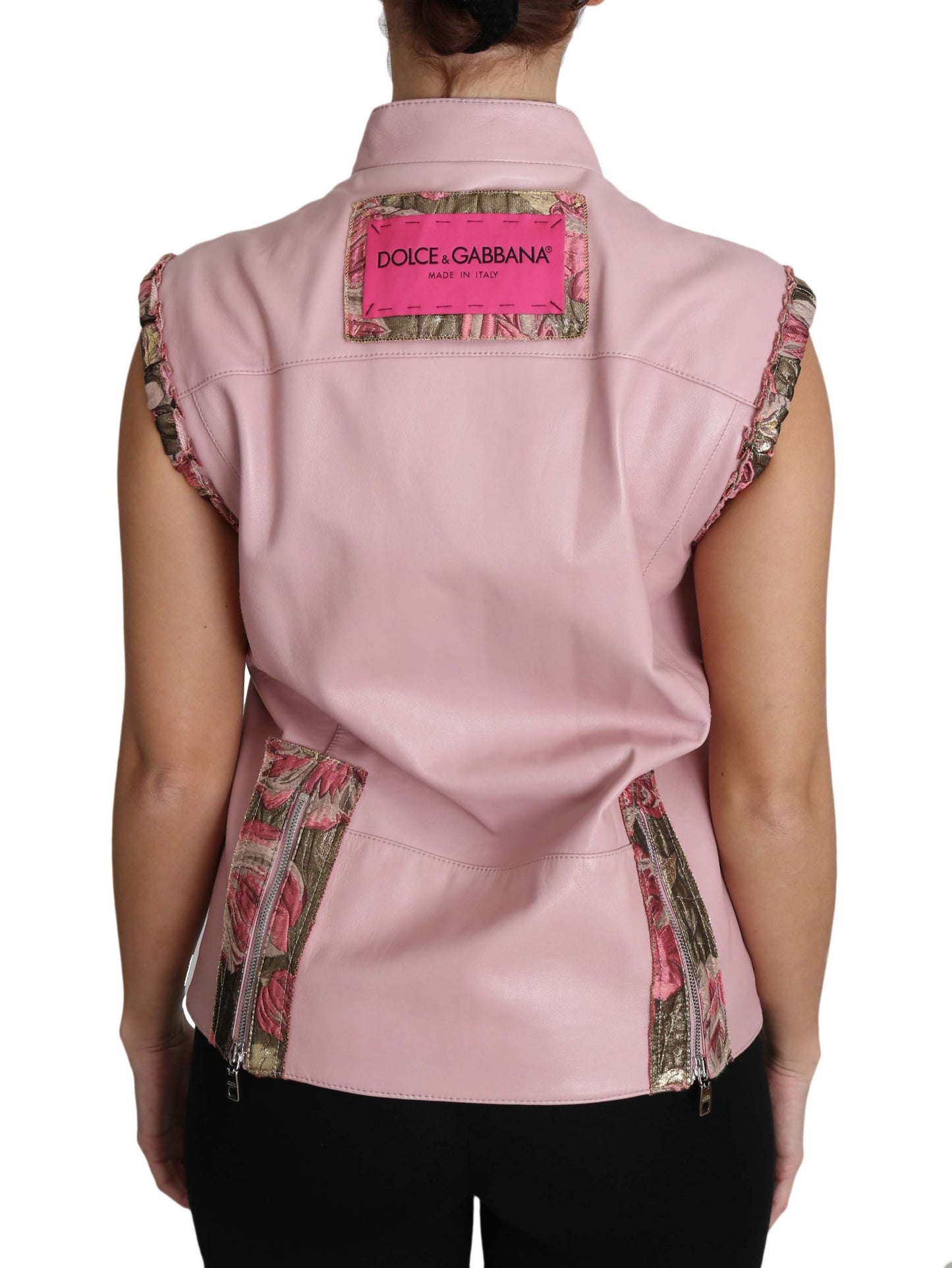 Stunning Pink Sleeveless Leather Vest