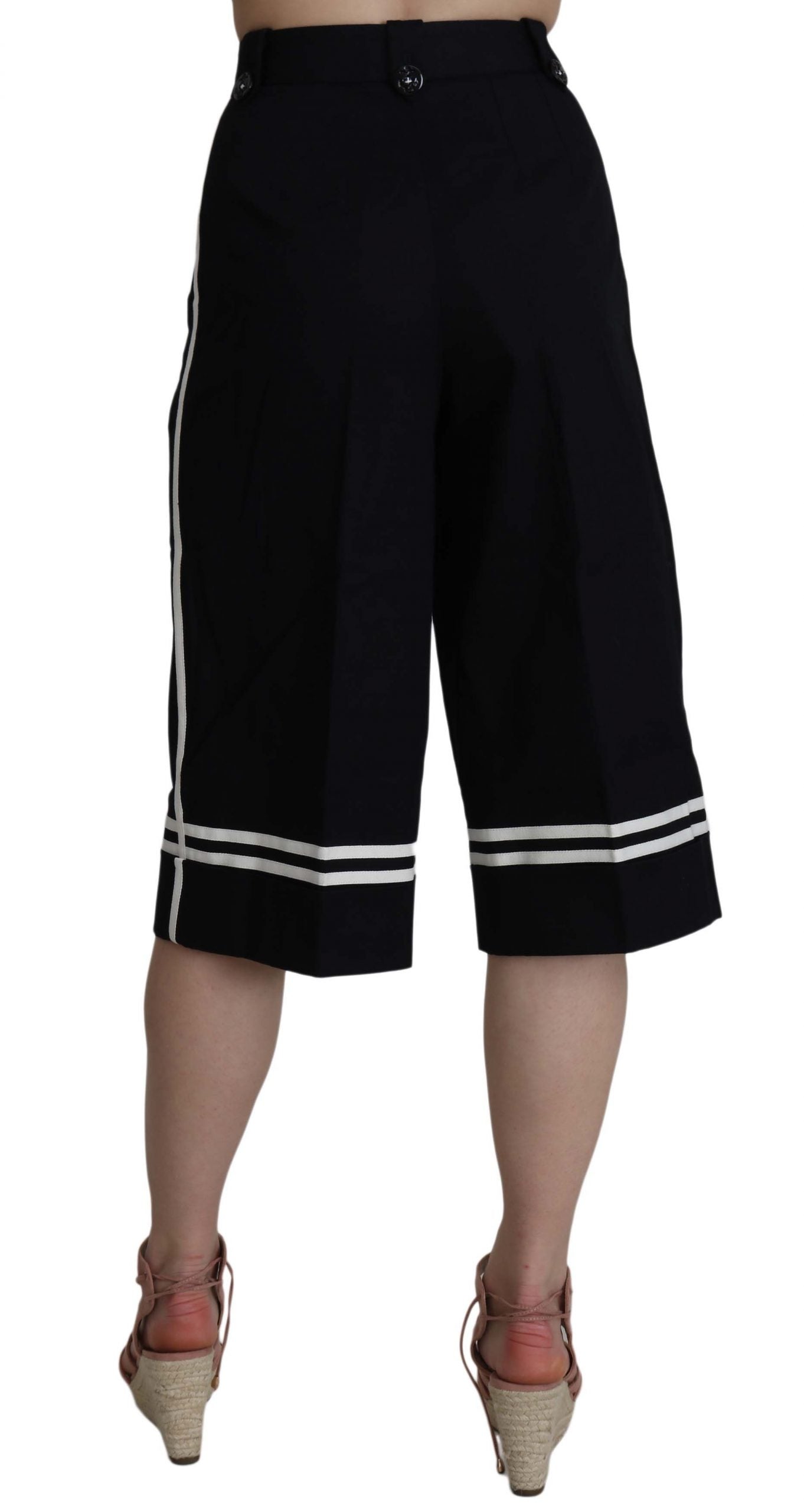 Elegant High Waist Black Cotton Pants