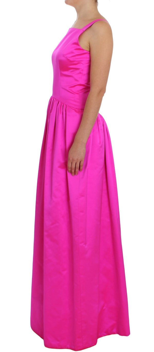 Elegant Silk Full Length Pink Sheath Dress